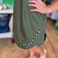 On the Wild Side Curvy Olive Green Leopard Trim Dress