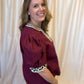 Out of Your League Curvy Maroon Top with Cheetah Trim