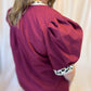 Out of Your League Curvy Maroon Top with Cheetah Trim