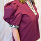 Out of Your League Curvy Maroon Top with Cheetah Trim