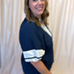Out of the Park Curvy Navy Top with White Trim