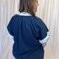 Out of the Park Curvy Navy Top with White Trim