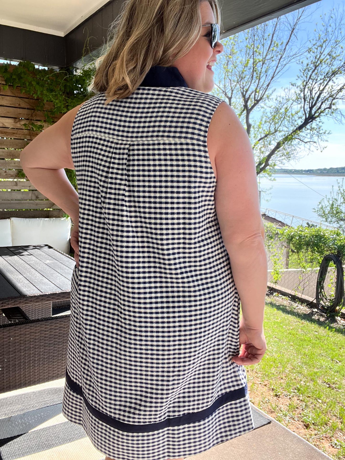 Oxford Check Curvy Navy Gingham Dress