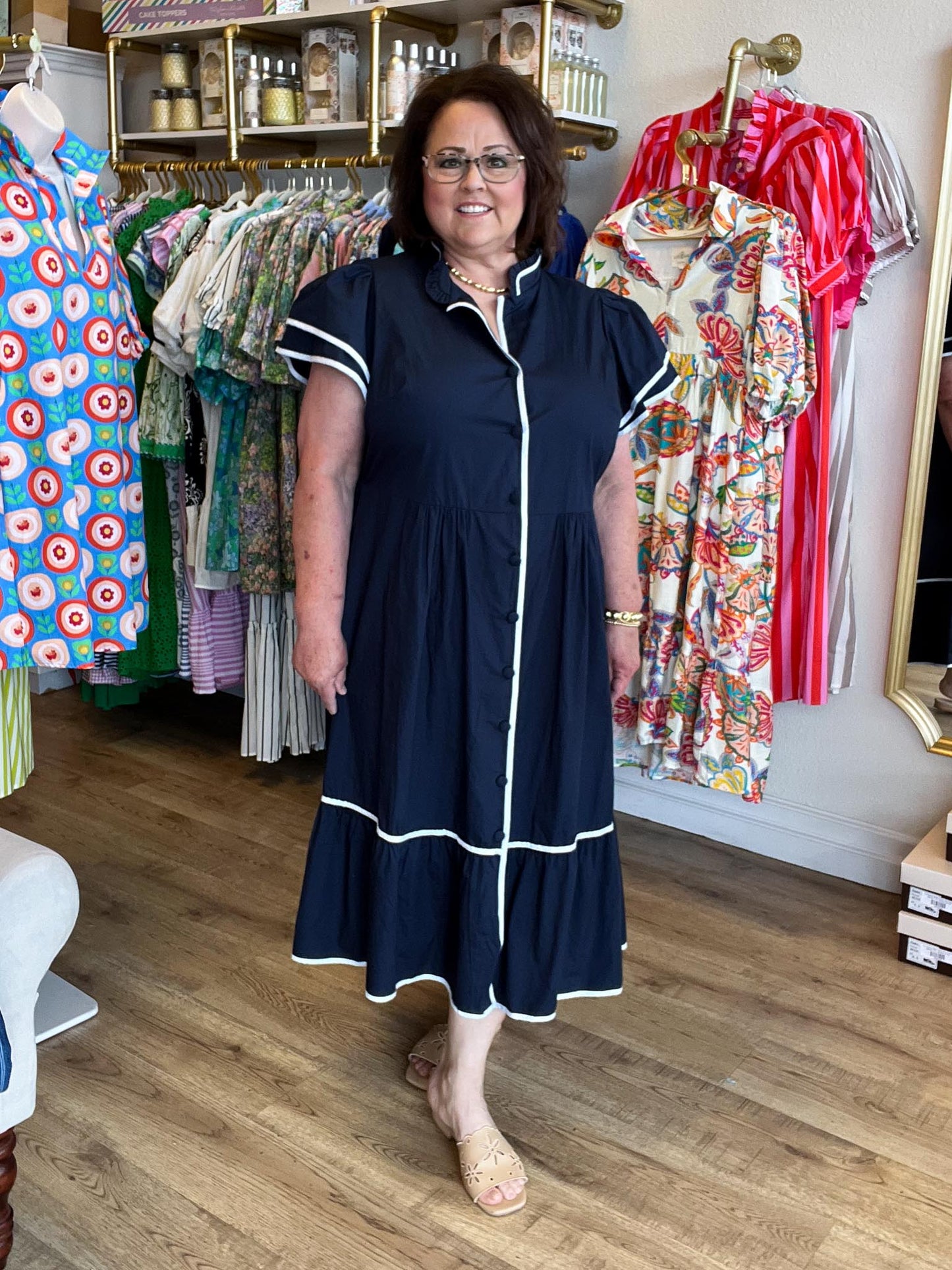 Oyster & Pearl Plus-Size Navy Midi Dress