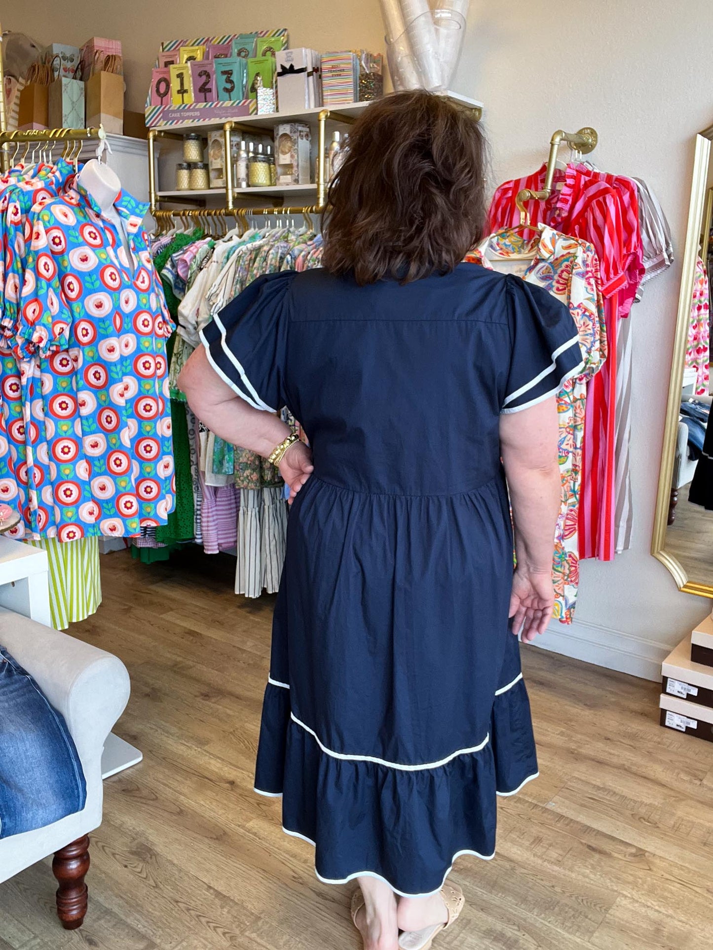 Oyster & Pearl Plus-Size Navy Midi Dress