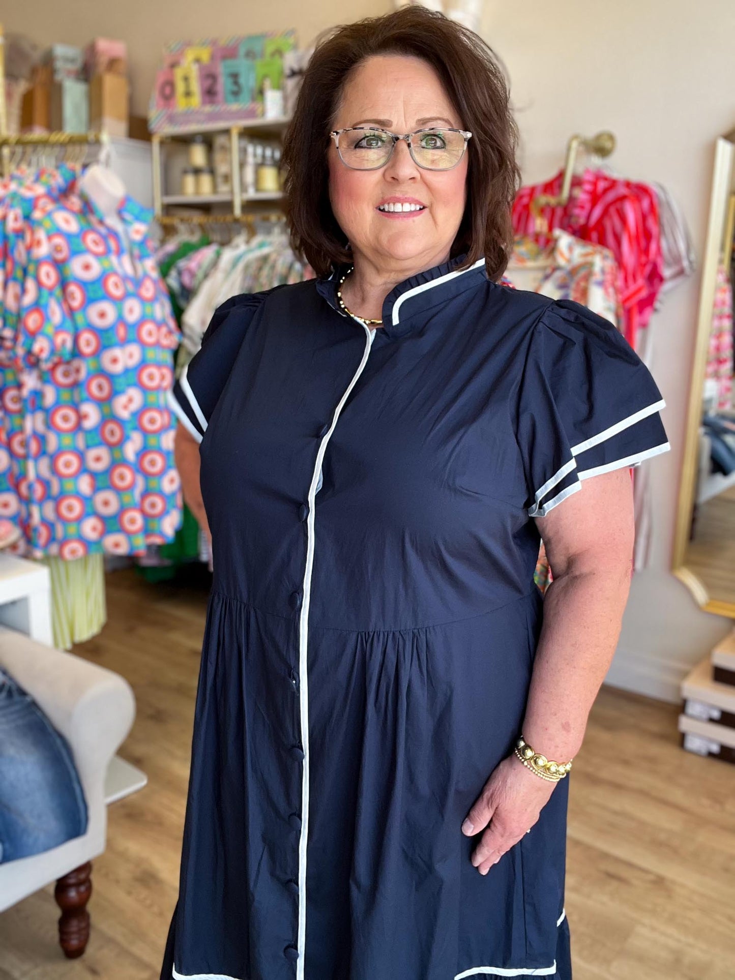 Oyster & Pearl Plus-Size Navy Midi Dress