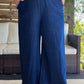 Curvy Washed Elastic Denim Pants with Fringe Hem