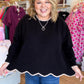Paris After Dark Curvy Black Long Sleeve Scalloped Top