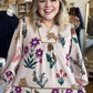 Pasture Flowers Curvy Tan Floral Textured Top