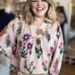 Pasture Flowers Curvy Tan Floral Textured Top