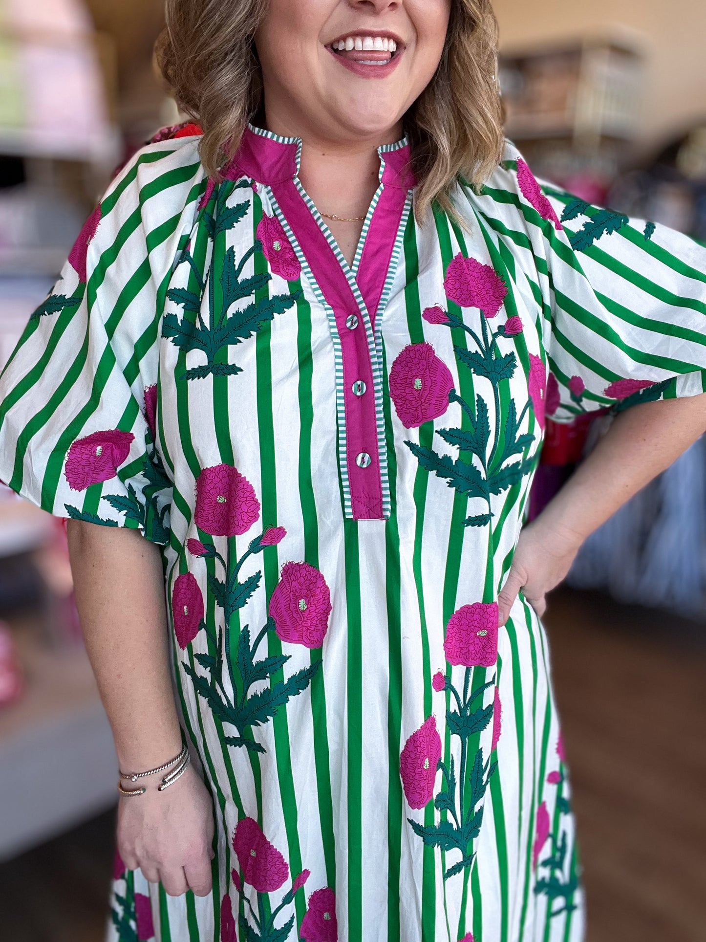 Petals & Posies Curvy Green Midi Dress