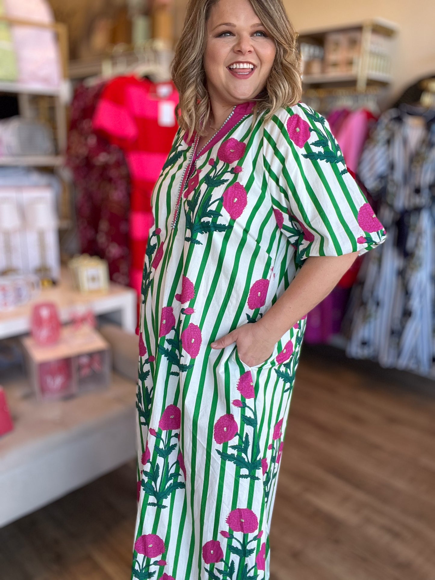 Petals & Posies Curvy Green Midi Dress