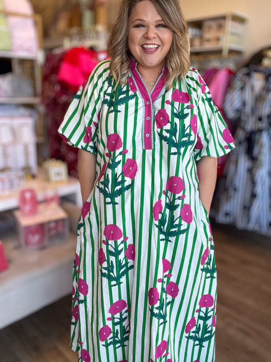 Petals & Posies Curvy Green Midi Dress