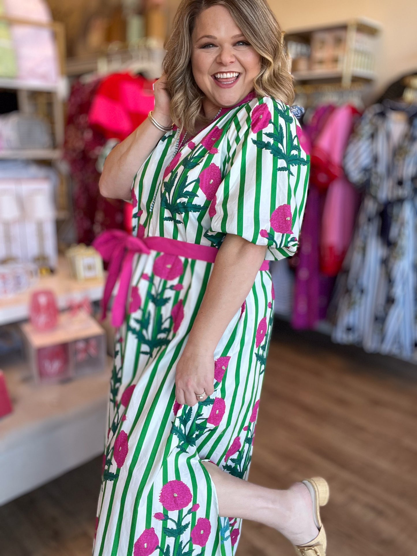 Petals & Posies Curvy Green Midi Dress