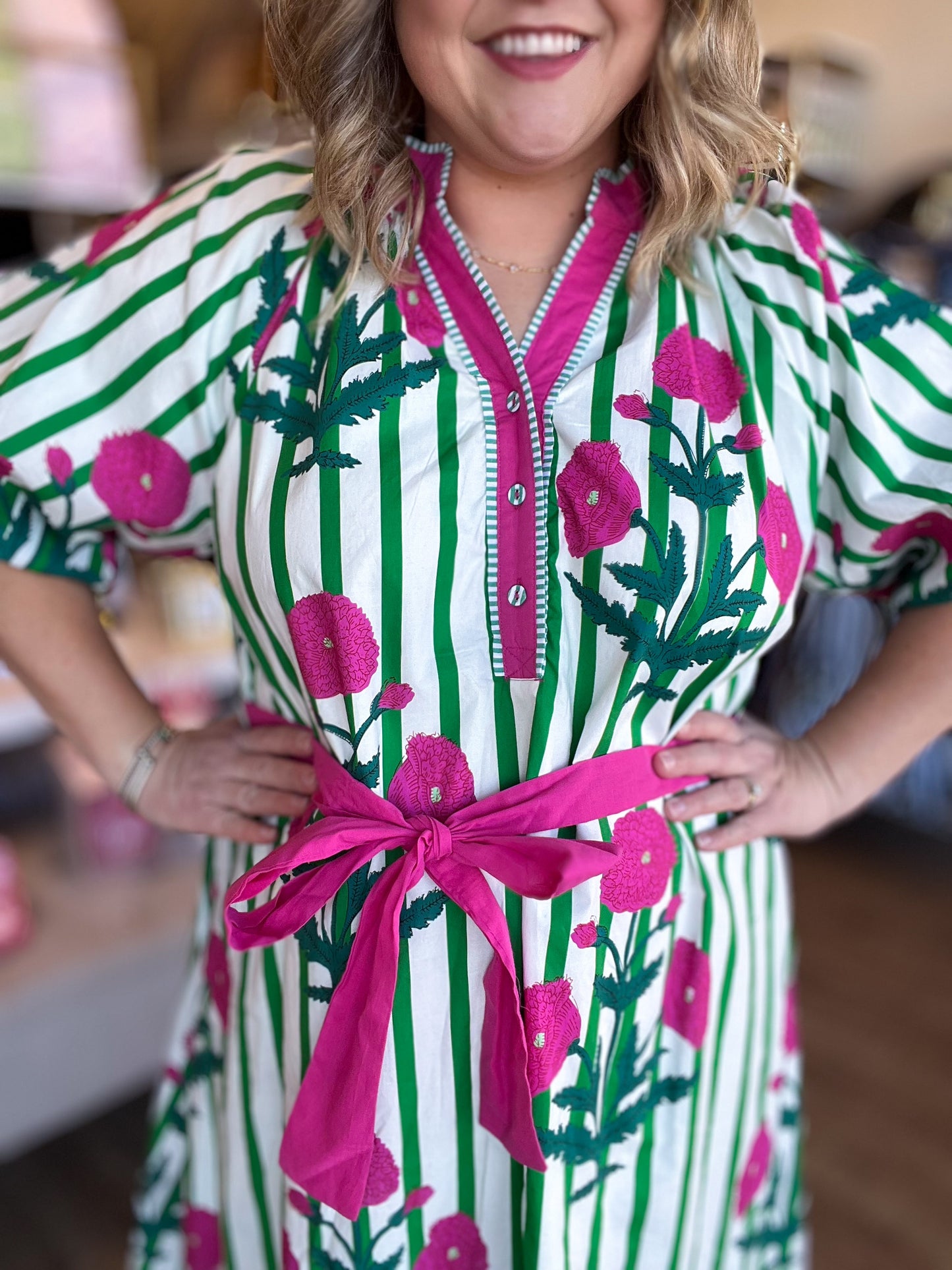 Petals & Posies Curvy Green Midi Dress