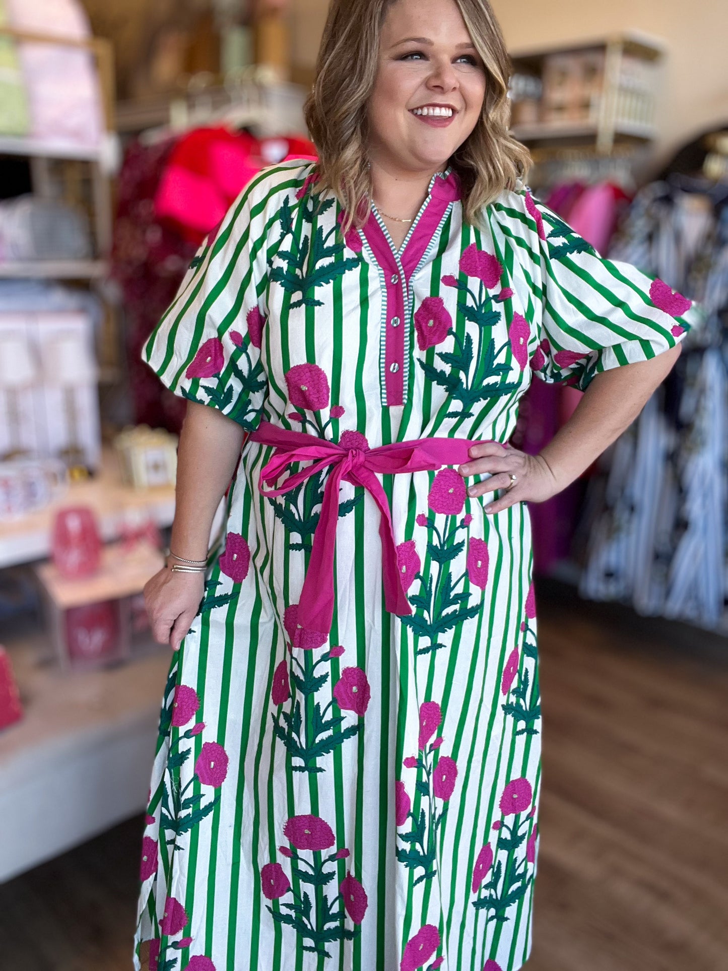 Petals & Posies Curvy Green Midi Dress