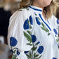 Picking Peonies Curvy White & Blue Floral Top