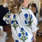 Picking Peonies Curvy White & Blue Floral Top