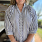 Picnic Pinstripe Curvy Navy Stripe Top