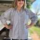 Picnic Pinstripe Curvy Navy Stripe Top