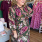 Pine & Paisley Curvy Olive Floral Collared Midi Dress