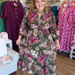 Pine & Paisley Curvy Olive Floral Collared Midi Dress