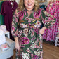 Pine & Paisley Curvy Olive Floral Collared Midi Dress