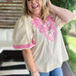 RESTOCKED! Pink Cantina Plus-Size Embroidered Top