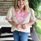 RESTOCKED! Pink Cantina Plus-Size Embroidered Top