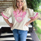 RESTOCKED! Pink Cantina Plus-Size Embroidered Top