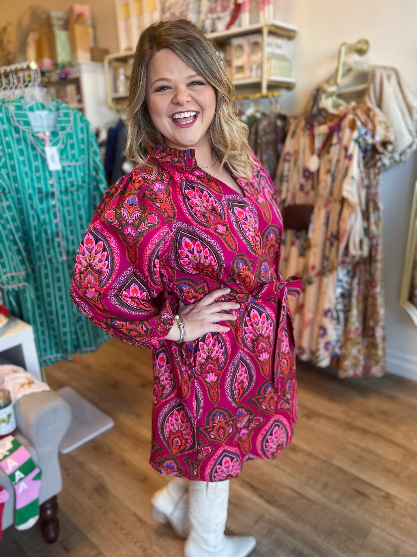 Pink Cornucopia Plus-Size Paisley Dress