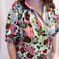 Playful Pansies Curvy Pink Floral Top
