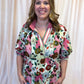 Playful Pansies Curvy Pink Floral Top
