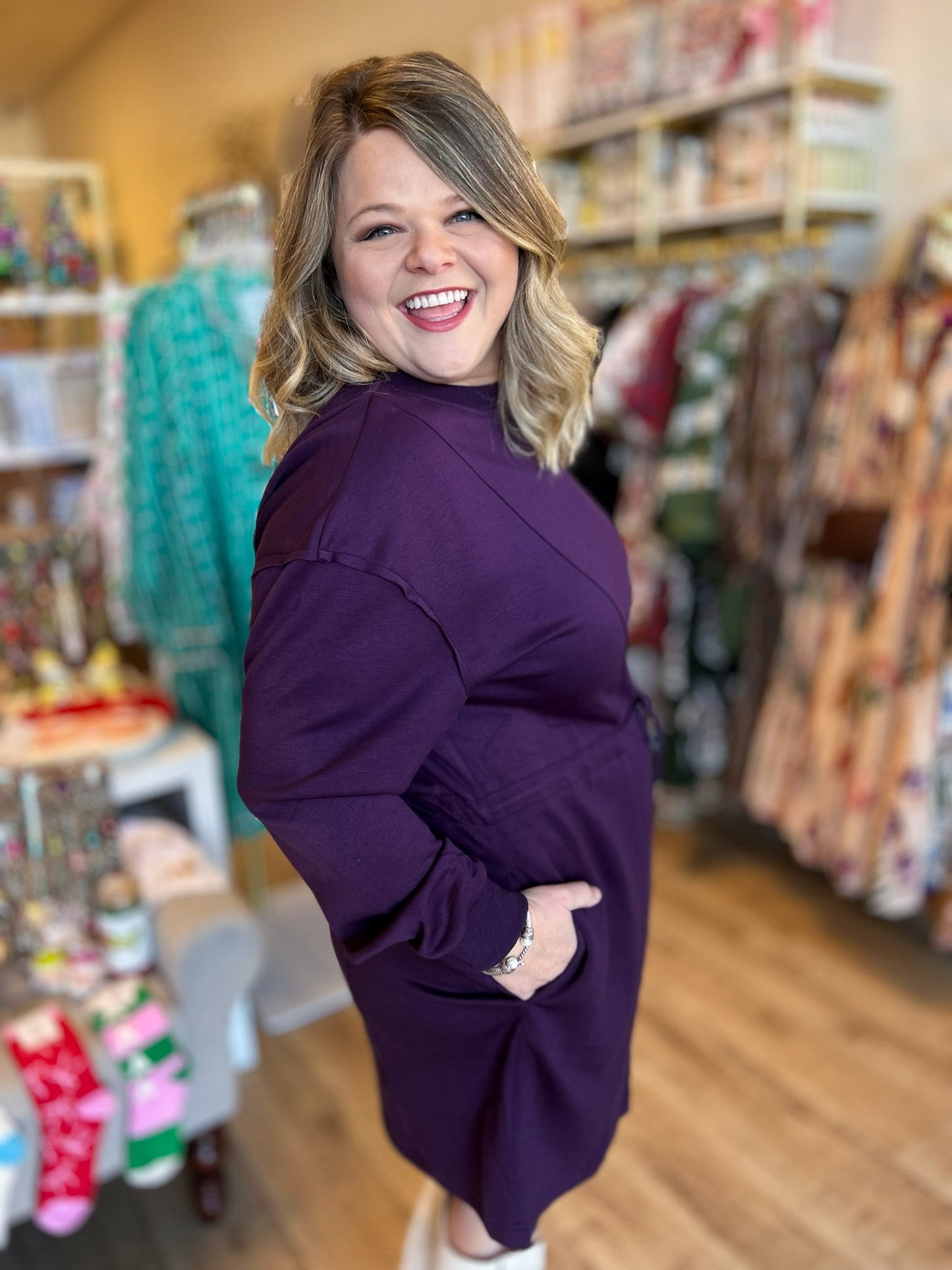 Plum Perfection Curvy Knit Mini Dress