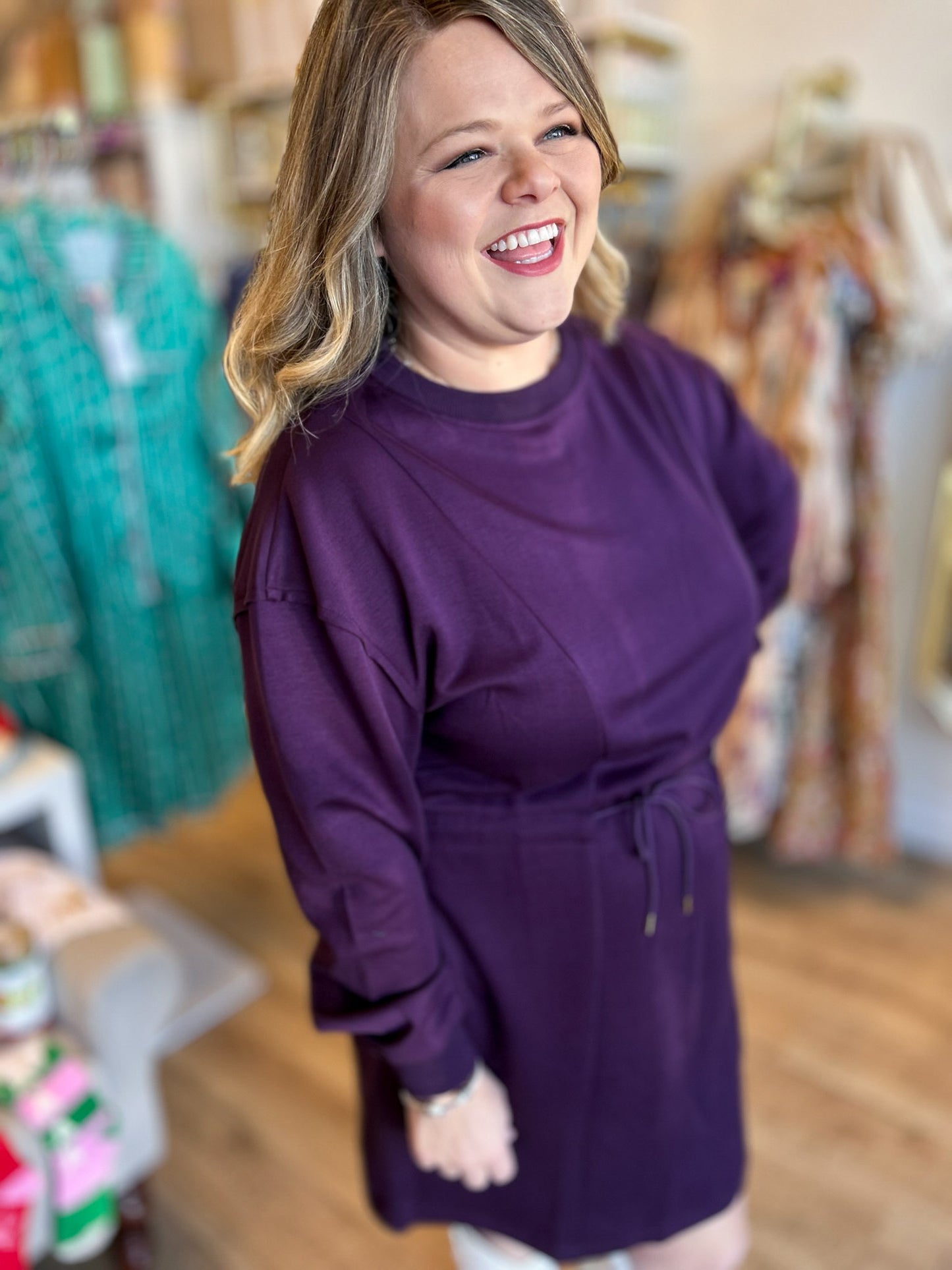 Plum Perfection Curvy Knit Mini Dress