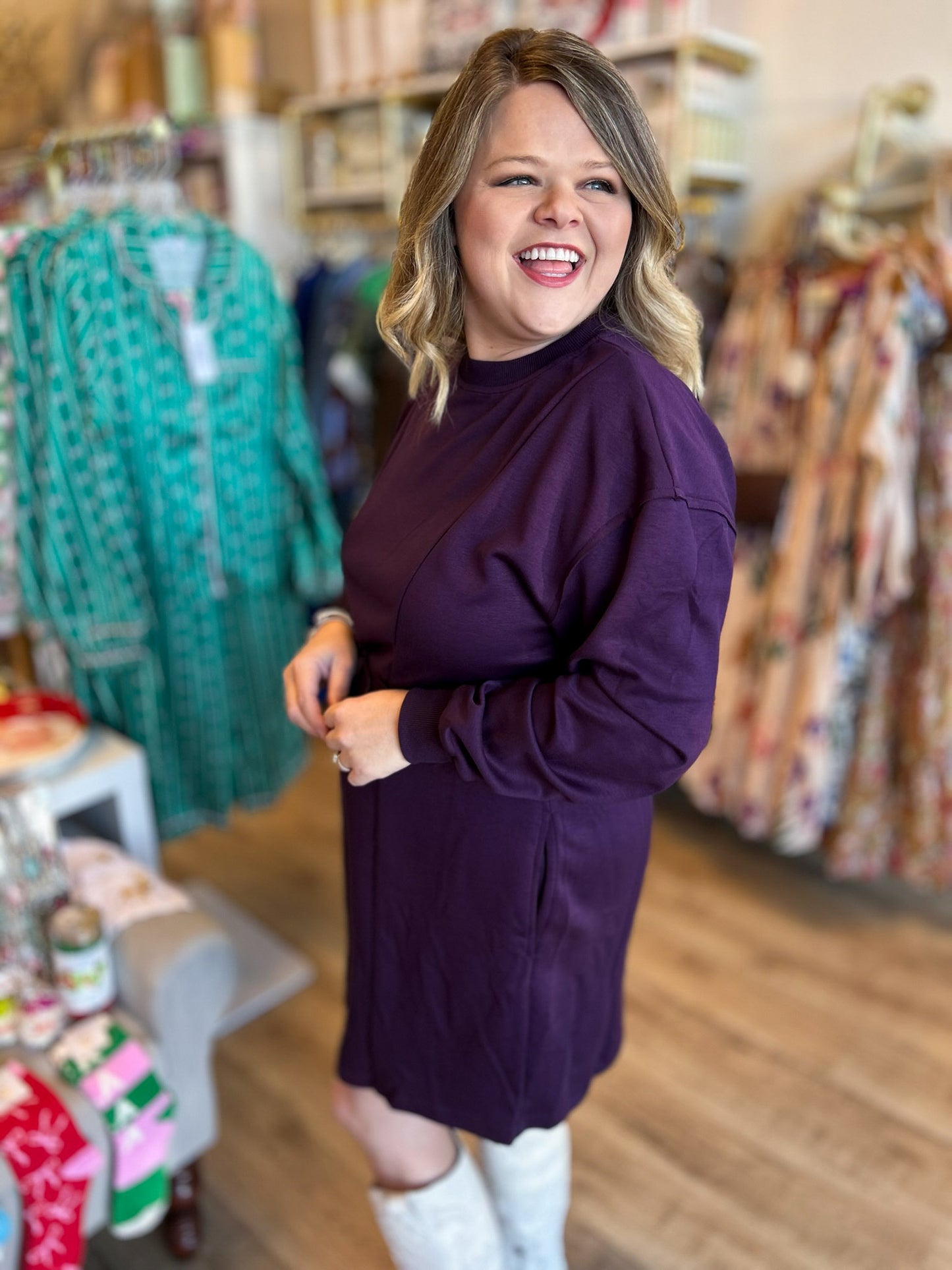 Plum Perfection Curvy Knit Mini Dress