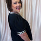 Posh in Print Curvy Black Top with Leopard Trim