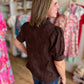 Precious Petals Curvy Brown Embroidered Floral Top