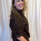 Precious Petals Curvy Brown Embroidered Floral Top