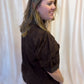 Precious Petals Curvy Brown Embroidered Floral Top