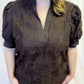 Precious Petals Curvy Brown Embroidered Floral Top