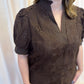 Precious Petals Curvy Brown Embroidered Floral Top