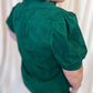 Precious Petals Curvy Green Embroidered Floral Top