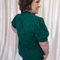 Precious Petals Curvy Green Embroidered Floral Top