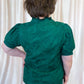 Precious Petals Curvy Green Embroidered Floral Top