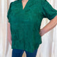 Precious Petals Curvy Green Embroidered Floral Top