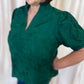 Precious Petals Curvy Green Embroidered Floral Top