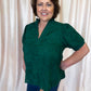 Precious Petals Curvy Green Embroidered Floral Top