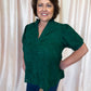 Precious Petals Curvy Green Embroidered Floral Top