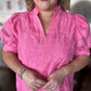 Precious Petals Curvy Pink Embroidered Floral Top